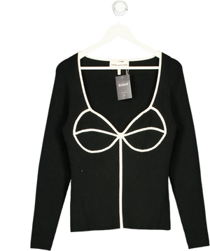 MARA HOFFMAN Black Naida Ribbed Stretch Organic Cotton-blend Sweater UK XXXL