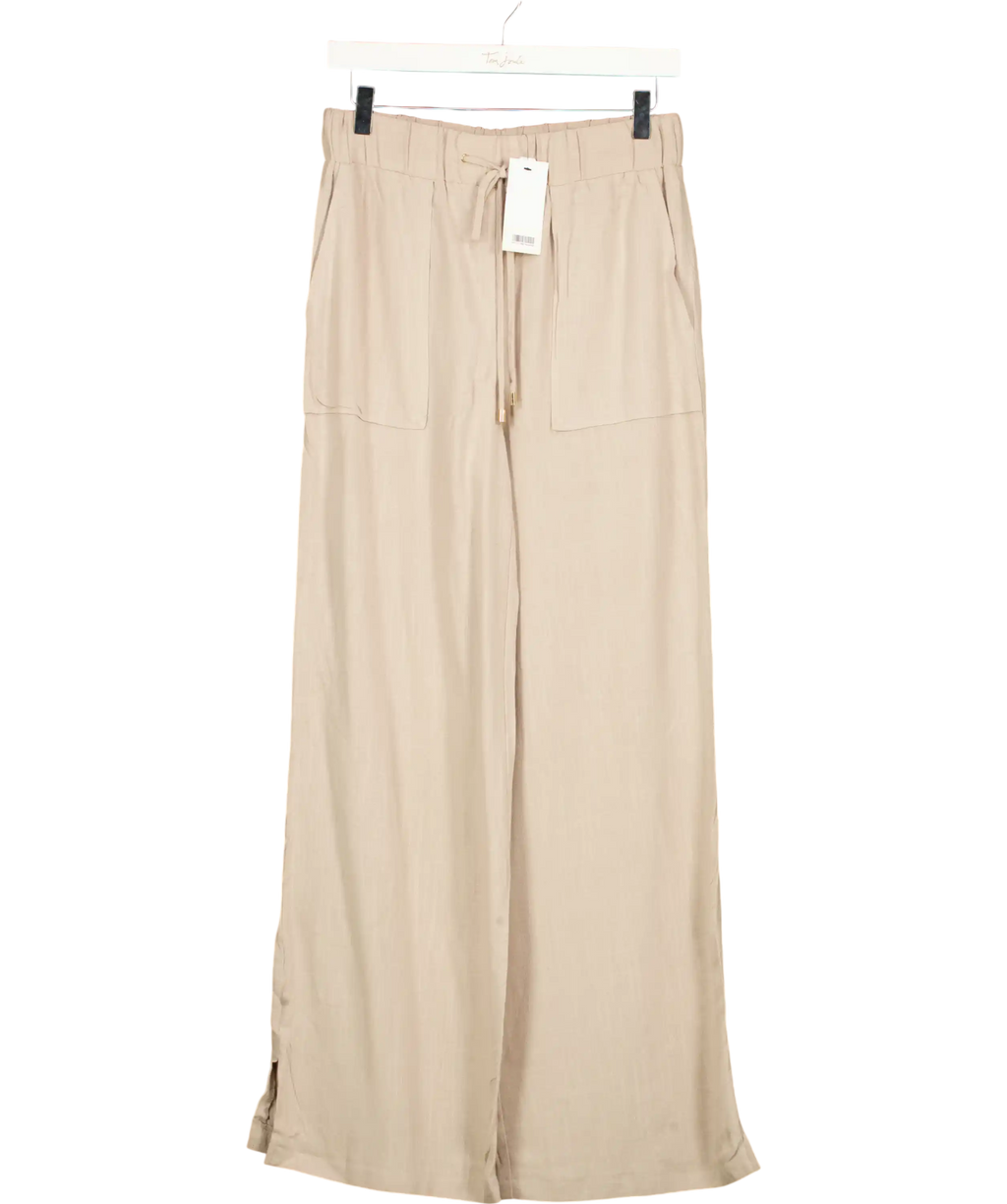 Lipsy Beige Camel Linen Wide Leg Trousers UK 10