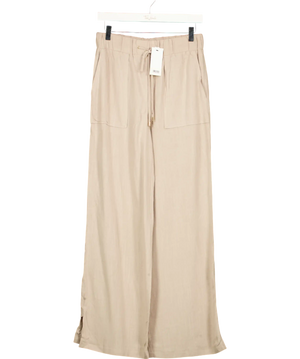 Lipsy Beige Camel Linen Wide Leg Trousers UK 10