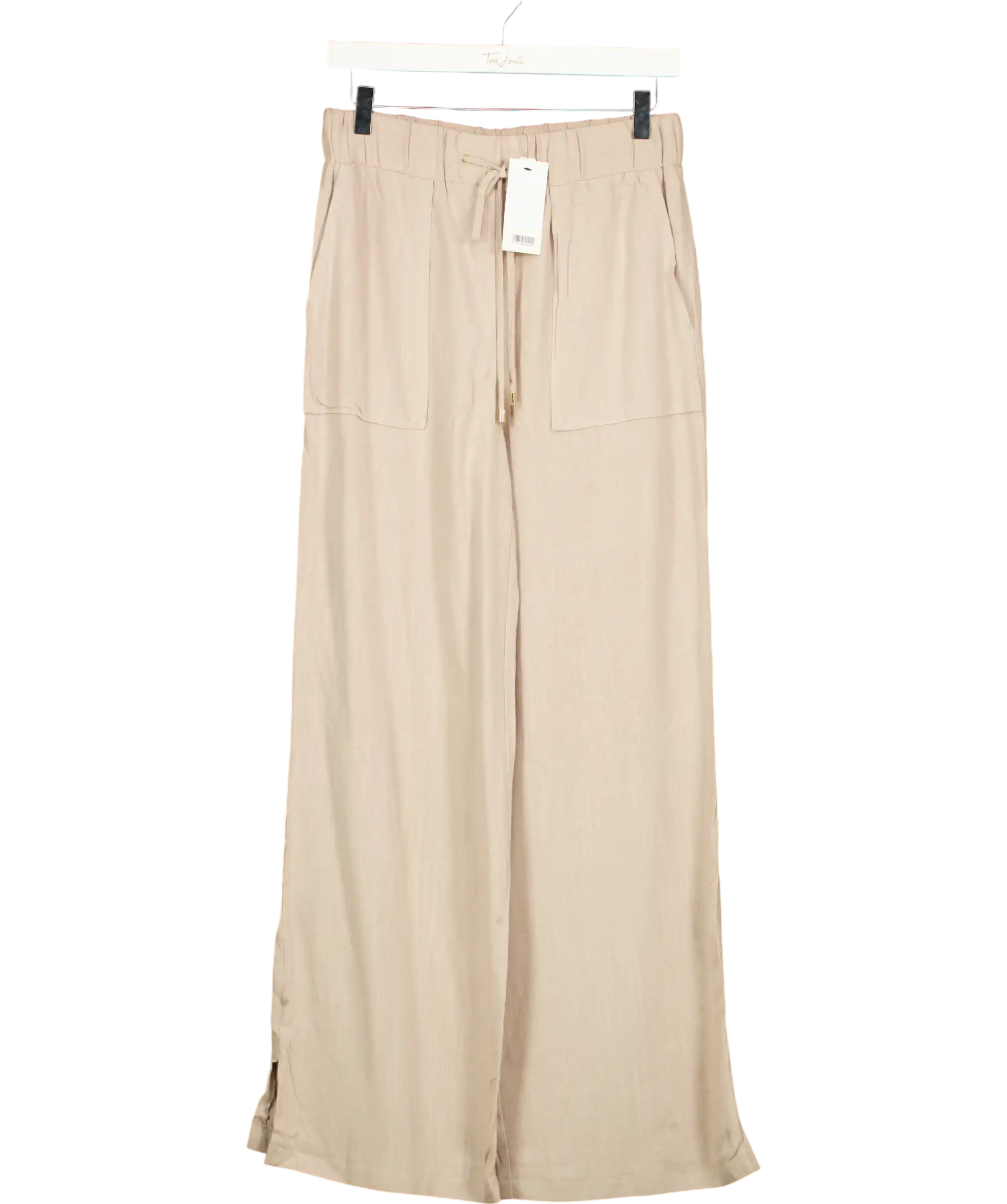Lipsy Beige Camel Linen Wide Leg Trousers UK 10