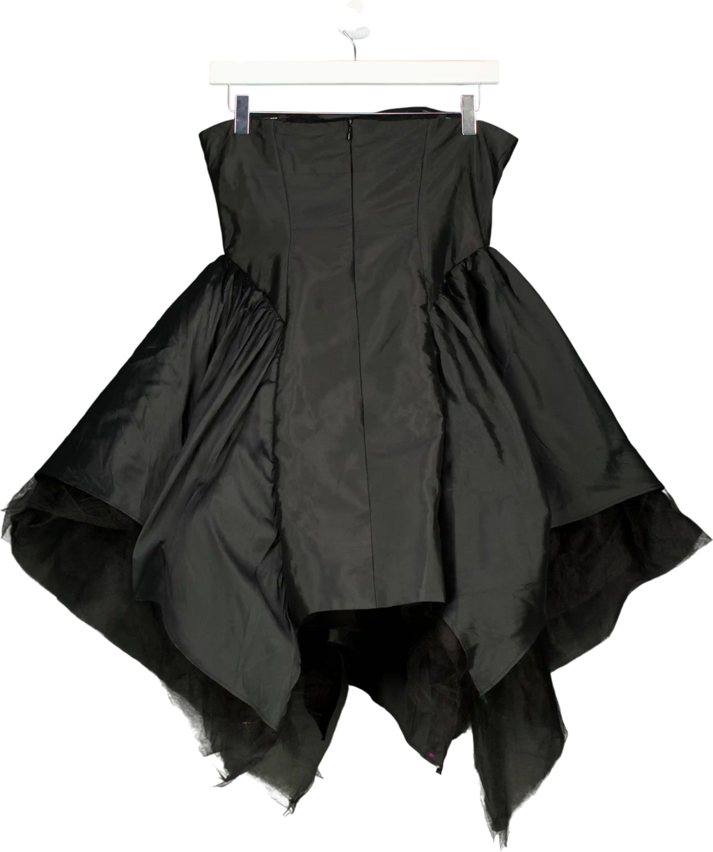 KAREN MILLEN Black Taffeta And Tulle Bandeau Mini Dress UK 8