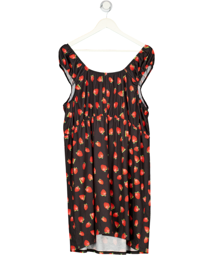 Limited Collection Curve Black Strawberry Graphic Tie Front Mini Dress UK 22 -24