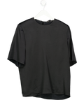 ZARA Black Zw Collection Satin Top With Shoulder Pads UK XS