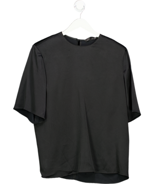 ZARA Black Zw Collection Satin Top With Shoulder Pads UK XS