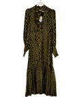 QUEEN OF ARCHIVES Black / Gold Chiffon Alabama Maxi Dress UK M