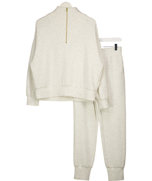VARLEY 2-piece Cream Marl Hawley 1/2 Zip Sweatshirt (uk M) & Slim Cuff Pant 27.5" (uk S) Set UK M