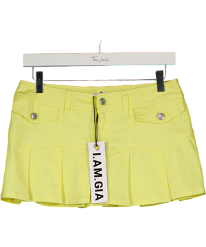 I.AM.GIA Yellow Taryn Pleated Mini Skirt UK S