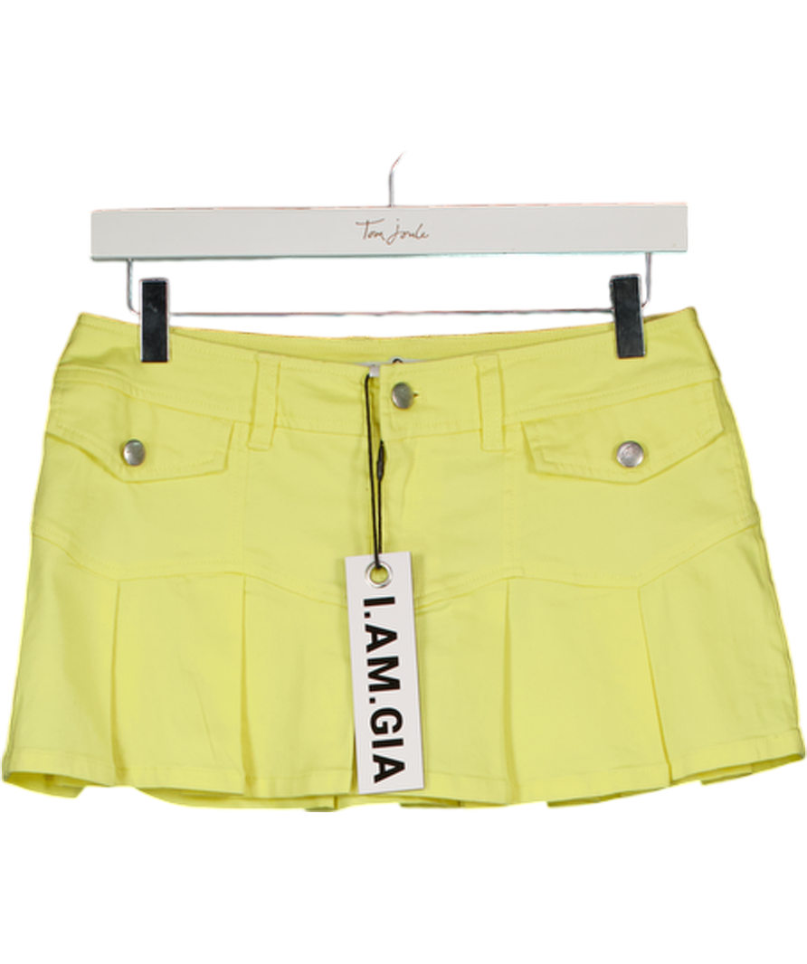 I.AM.GIA Yellow Taryn Pleated Mini Skirt UK S