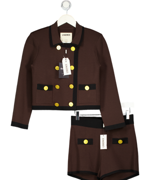L'AGENCE 2-piece Brown / Back Janu Knit Jacket And Lumi Shorts Set UK S