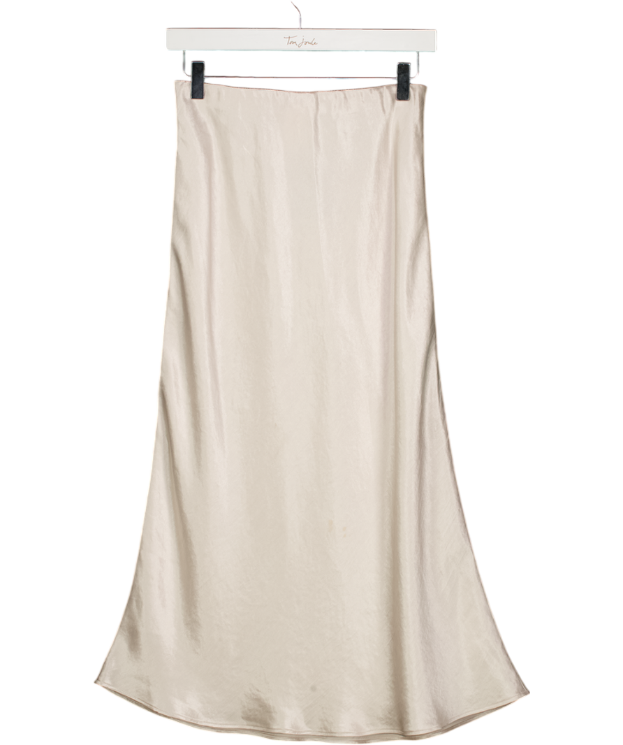 MAXMARA Cream Leisure Alessio Satin Midi Skirt UK 6