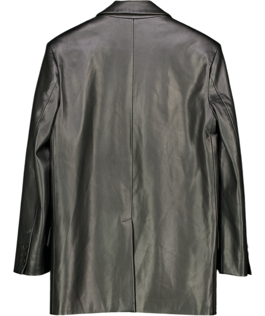 ZARA Black Oversize Faux Leather Blazer UK XS