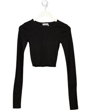 ÉTERNE Black Ribbed Jersey Top UK XS