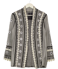 Dodo Bar Or Black Keira Chevron Knit Grommet Blazer Jacke UK S