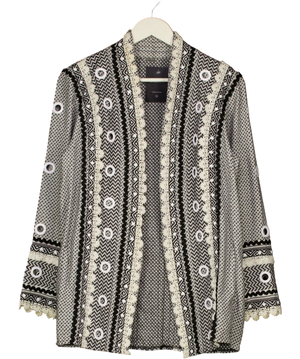 Dodo Bar Or Black Keira Chevron Knit Grommet Blazer Jacke UK S