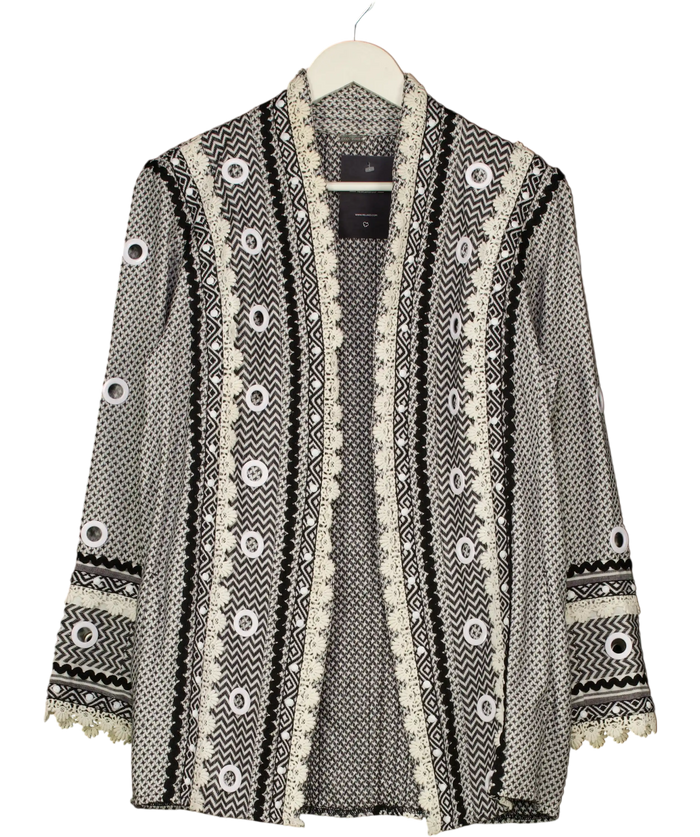 Dodo Bar Or Black Keira Chevron Knit Grommet Blazer Jacke UK S