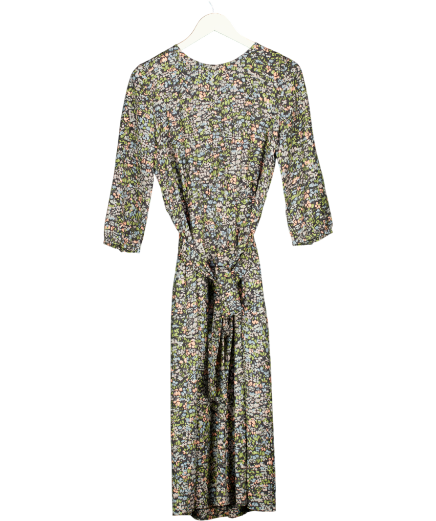 Vanessa Seward Blue Floral Multi Coloured Silk Midi Dress UK 10