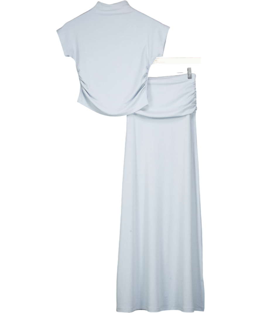 4th & Reckless 2-piece Dusty Blue Jersey Ruched Side Top & Maxi Skirt Set UK 6