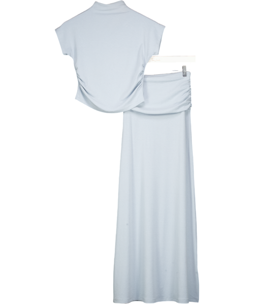 4th & Reckless 2-piece Dusty Blue Jersey Ruched Side Top & Maxi Skirt Set UK 6
