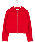 MANGO Red Wool Blend Zip Cardigan With Collar UK M