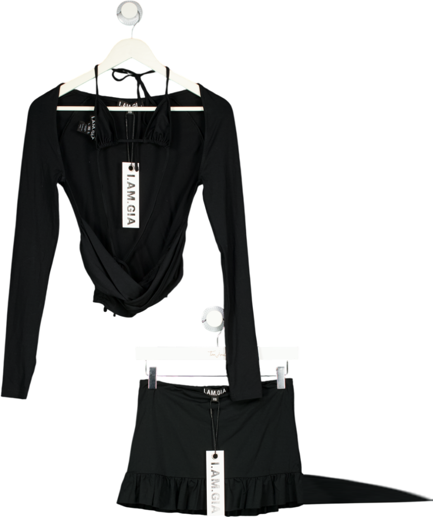 i.am.gia Black Carrie Two Piece Top And Mini Skirt Set UK XS