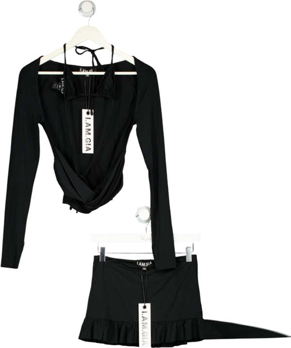 i.am.gia Black Carrie Two Piece Top And Mini Skirt Set UK XS