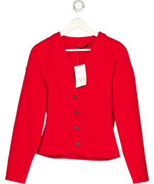 ZARA Red Brushed Cinched Waist Jacket UK M