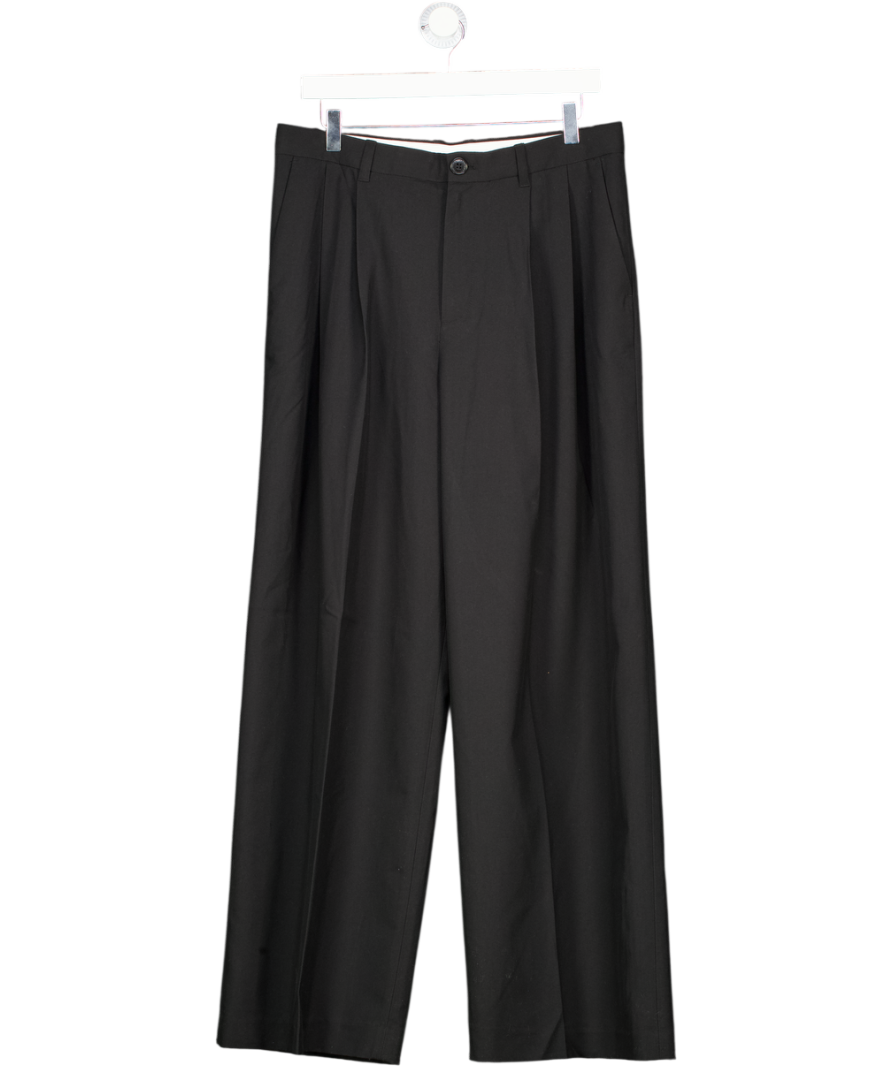 WEEKDAY Black Nate Loose Fit Pleated Suit Trousers Sz48 UK M