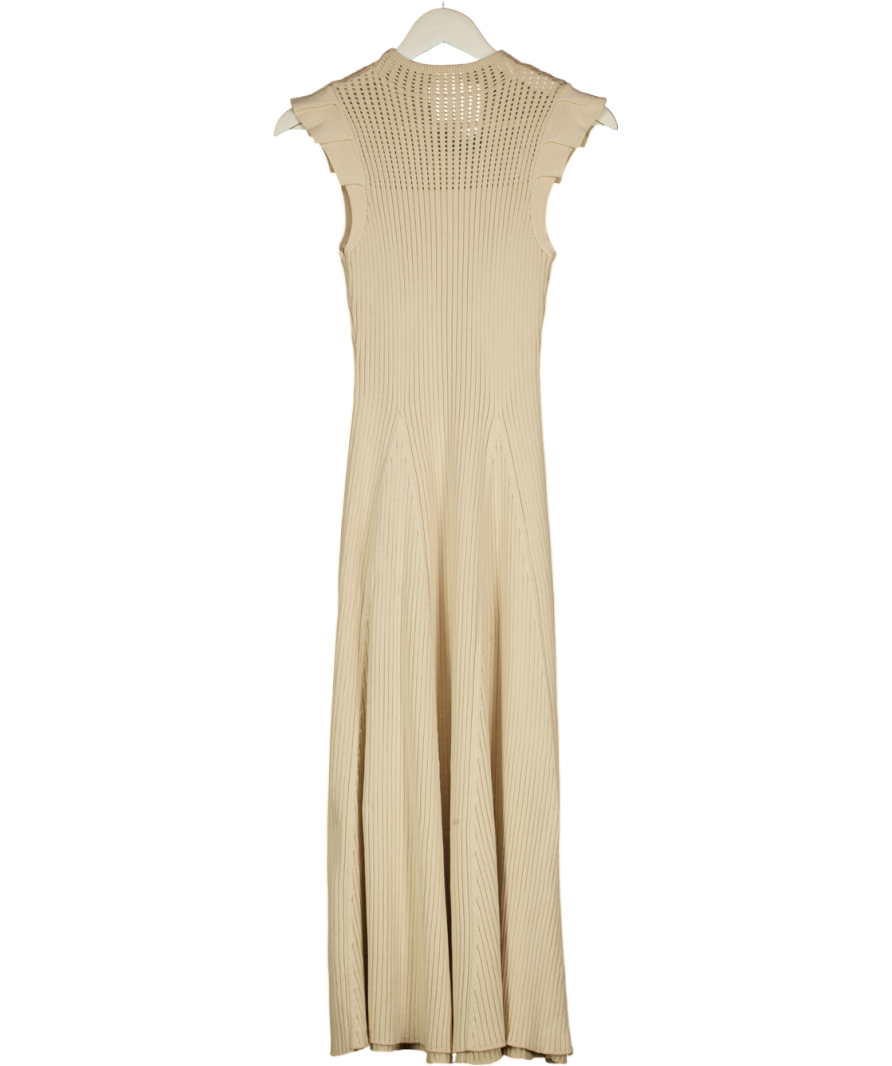 KAREN MILLEN Beige Ribbed Sleeveless Maxi Dress UK S