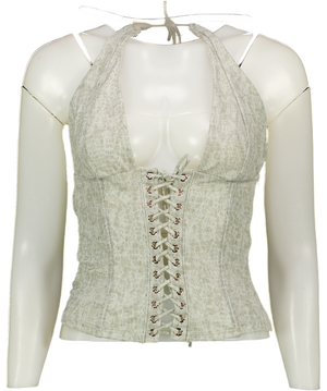 WHITE FOX Grey Snake Print Made Of Music Bustier Halo Mist UK M