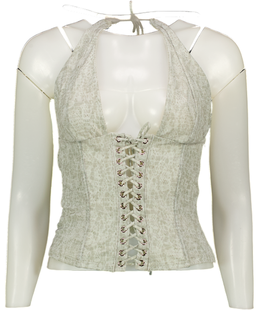 WHITE FOX Grey Snake Print Made Of Music Bustier Halo Mist UK M