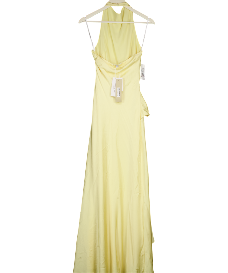 FOREVER NEW Halter Neck Drape Waist Maxi Dress In Yellow UK 8