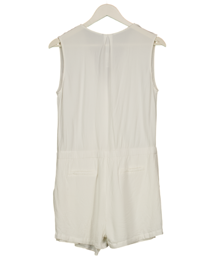 BARDOT White 100% Viscose Wrap Front Playsuit UK 12