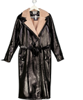 ASOS Design Faux Leather And Shearling Coat In Black UK 8