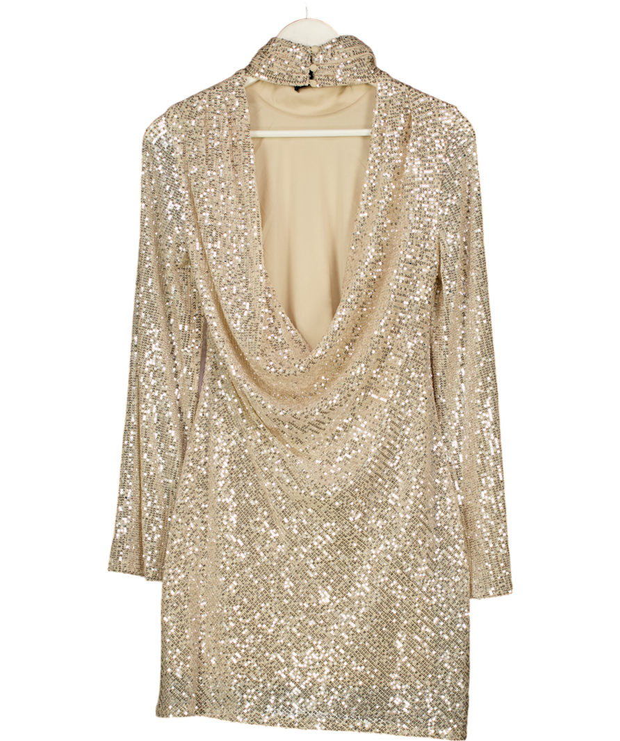 JADED ROSE Metallic Gold Paris Sequin Mini Dress With Cowl Back UK 8 Reliked JADED ROSE Metallic Gold Paris Sequin Mini Dress With Cowl Back UK 8 Reliked