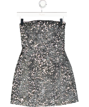 4th & Reckless Black Bandeau Sequin Mini Dress UK 6
