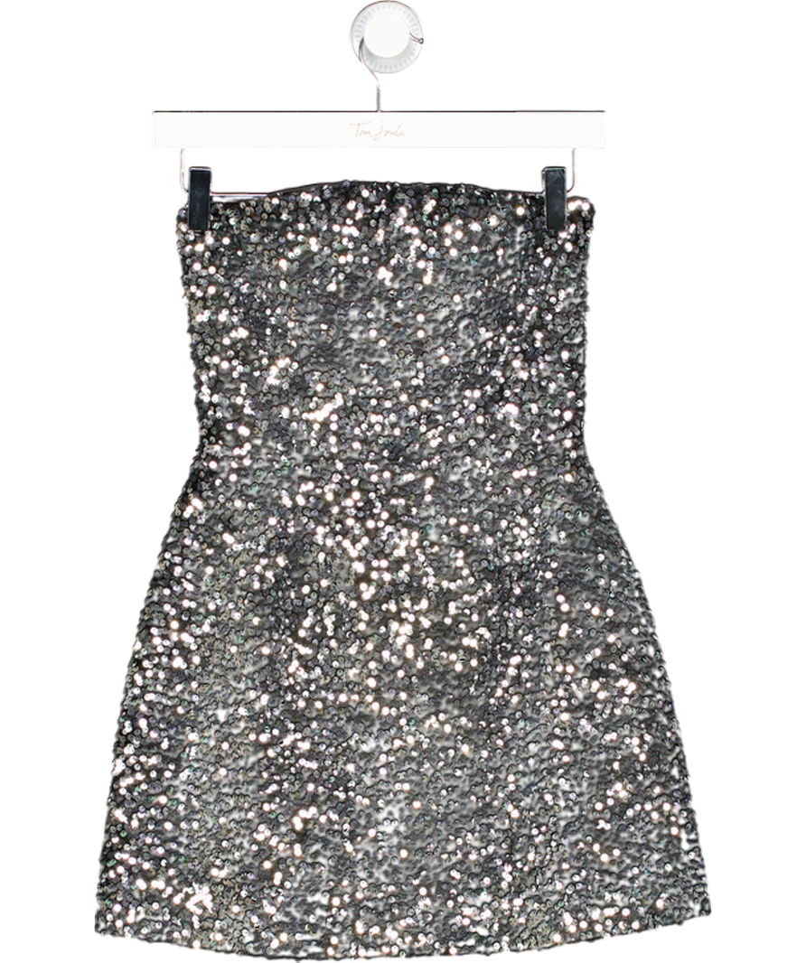 4th & Reckless Black Bandeau Sequin Mini Dress UK 6