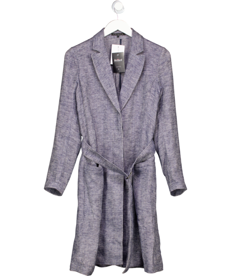 Theory Blue Belted Coat UK S