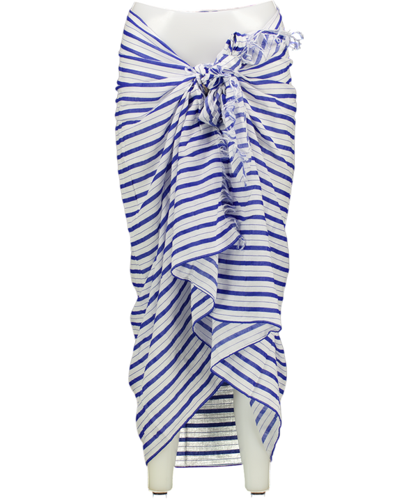 Sea level Blue Vacay Cotton Stripe Long Sarong One Size