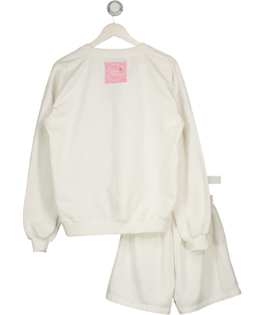 MIAMI PITSTOP 2-piece White Sweatshirt And Shorts Set UK M/L
