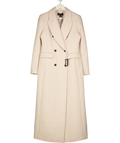 Karen Millen Cream Double Breated Herringbone Wool Coat UK 8