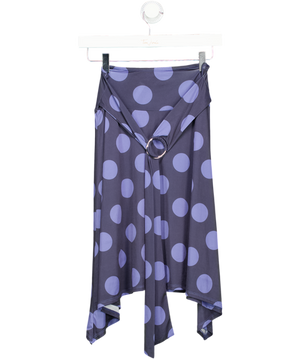 ASOS Purple Midi Skirt With Ring Detail In Blue Polka Dot UK S