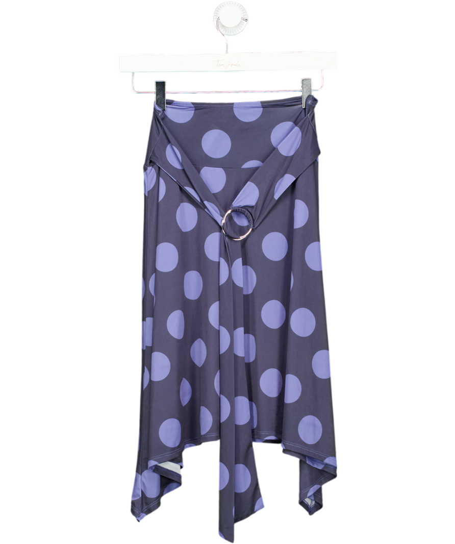 ASOS Purple Midi Skirt With Ring Detail In Blue Polka Dot UK S
