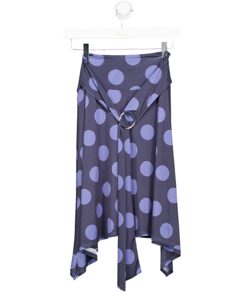ASOS Purple Midi Skirt With Ring Detail In Blue Polka Dot UK S
