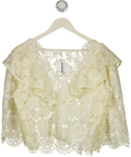 H&M EDITION Cream Flounce-trimmed Lace Blouse UK S