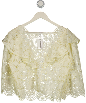 H&M EDITION Cream Flounce-trimmed Lace Blouse UK S