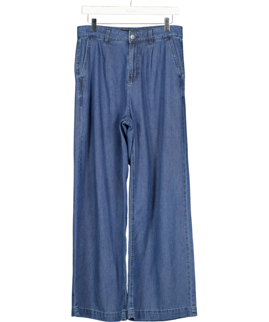 NEXT Blue Pleated Front Wide Leg Lightweight Jeans UK 8