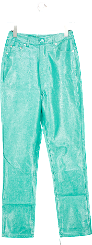 4th & Reckless Green Waxy Faux Leather Trousers UK 6