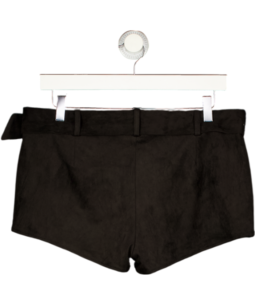 SUPERDOWN Black Faux Suede Belted Raddix Shorts UK M