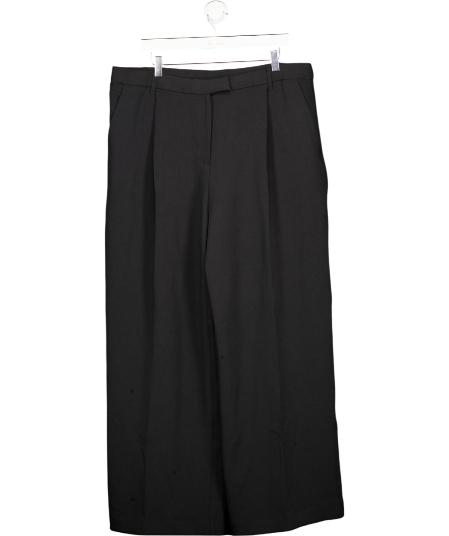 ASOS Black Pleat Front Wide Leg Trousers UK 18