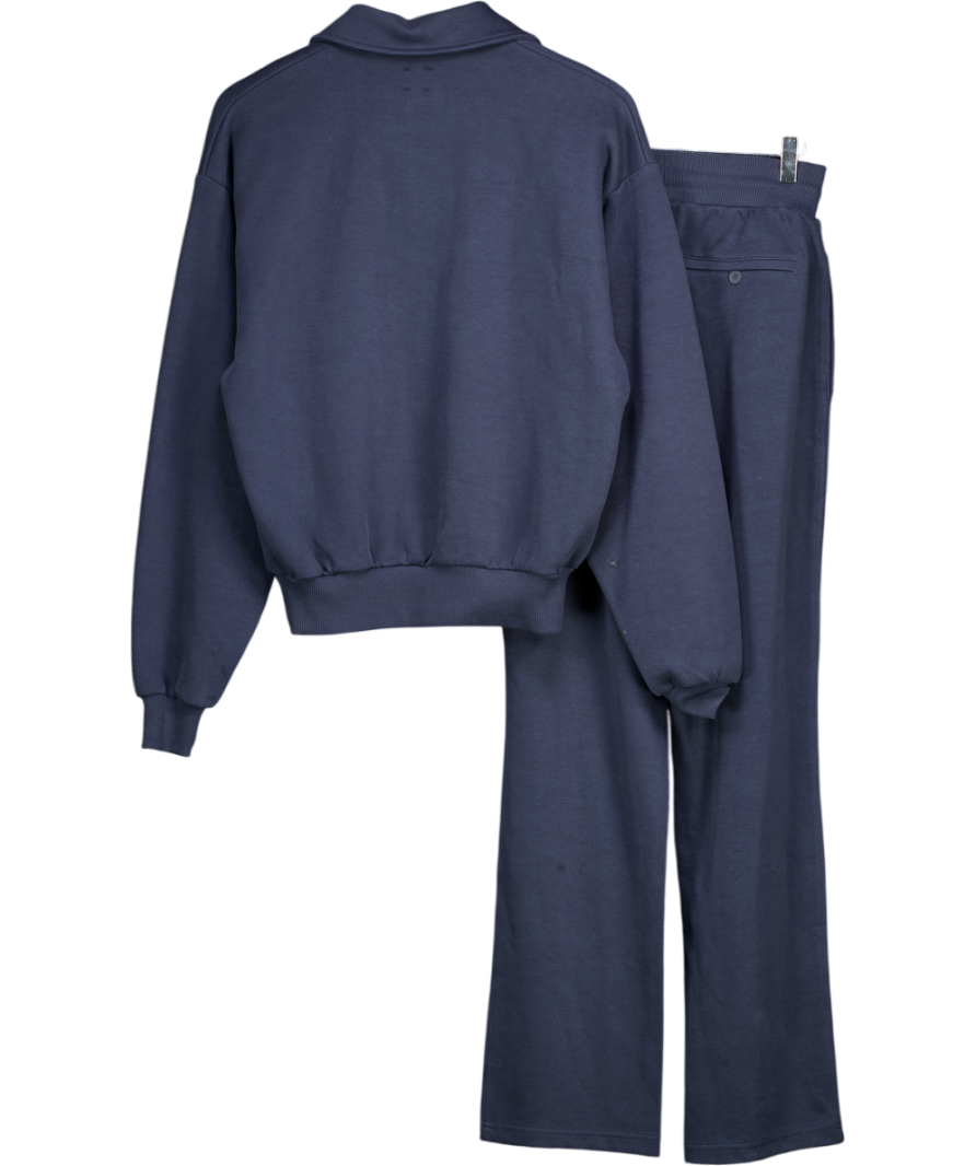 MAEBE 2-piecenavy Blue Daily Errands Collared Sweatshirt & Wide Leg Jogger Set UK XXS